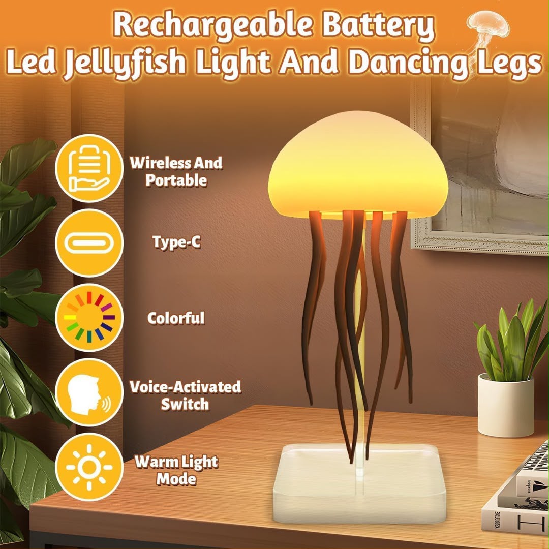 Lámpara medusa LED RGB con efecto flotante y tentáculos en movimiento