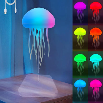 Lámpara medusa LED RGB con efecto flotante y tentáculos en movimiento